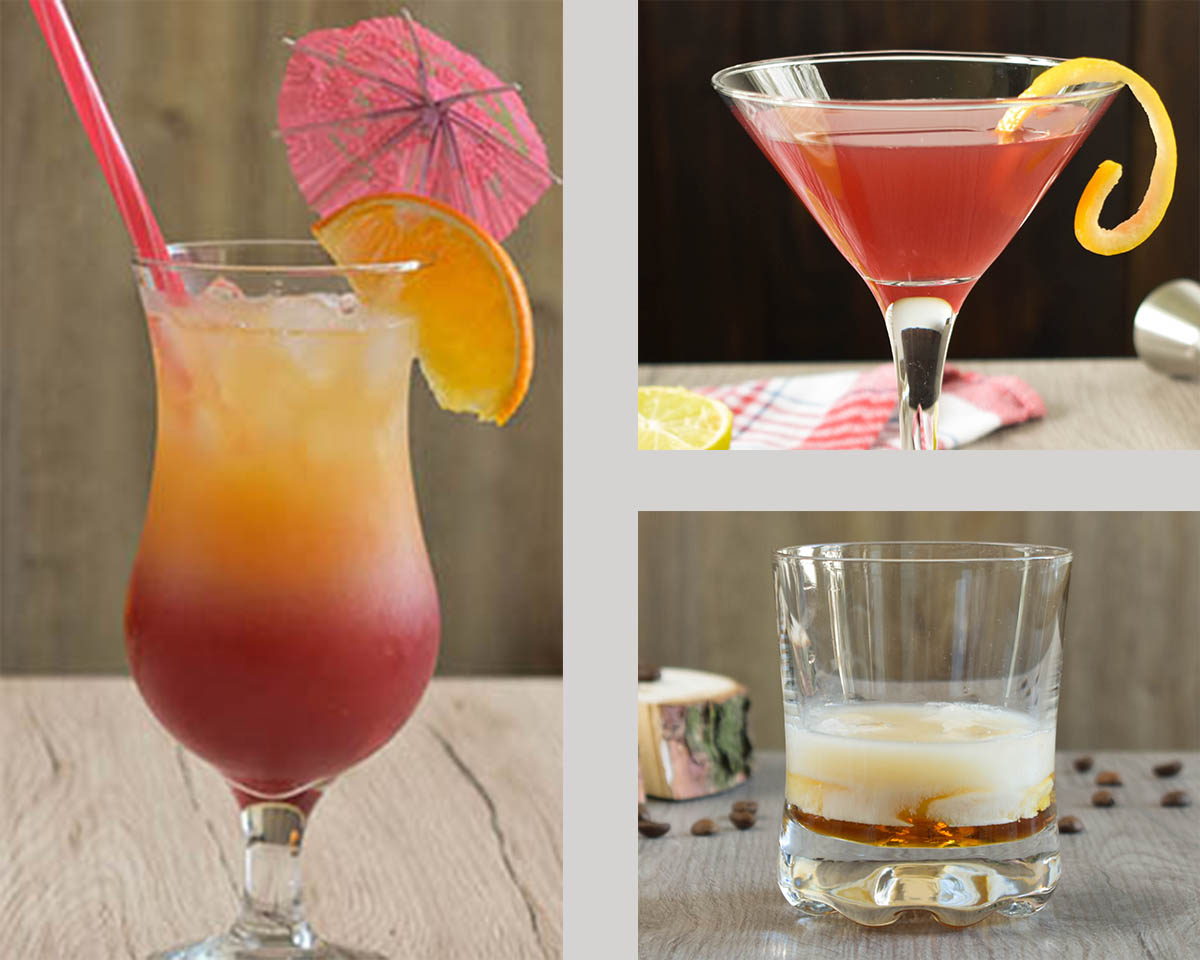 Trzy drinki wymienione w artykule widoczne na zdjęciu.